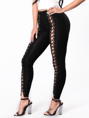 Eyelets Tie-wrap Skinny Leggings