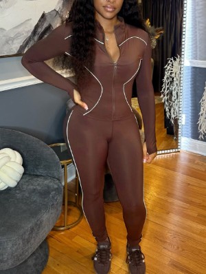 Athleisure Lined Zipper Coats Pant Sets