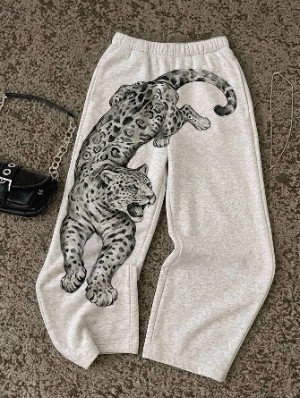 Panther Leopard Printed Casual Sweatpants