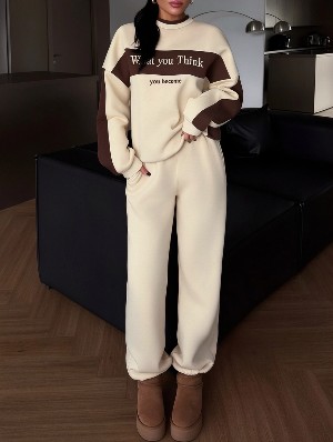 Trendy Letter Embroidery Loose Sports Tracksuit Set
