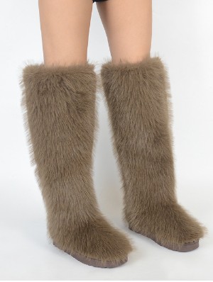 Fake Fur Warm Plush Knee-High Snow Boots