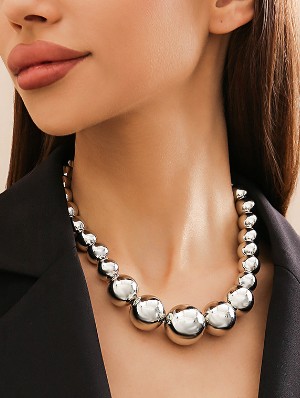 Irregular Metallic Beading Vintage Necklaces