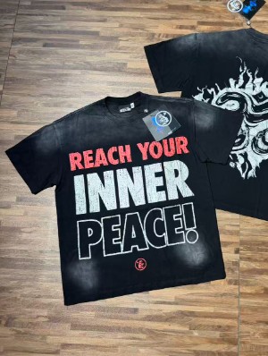 Washed Letter Printed Distressed Tee