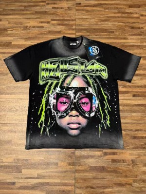 Abstract Cartoon Printed Loose Washed Tee
