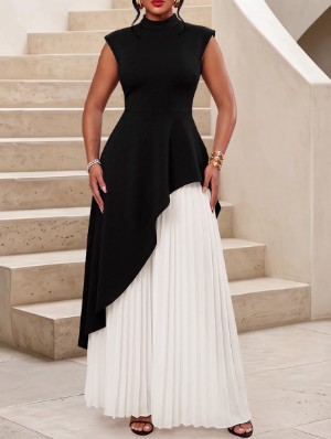 Asymmetrical Tops Pleated Skirt Sets