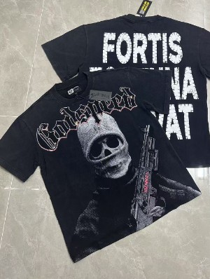 Distressed Skull Printed Vintage Washed Tee