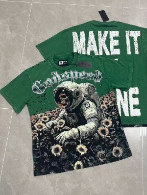 Skull Flower Graffiti Washed Loose Tee