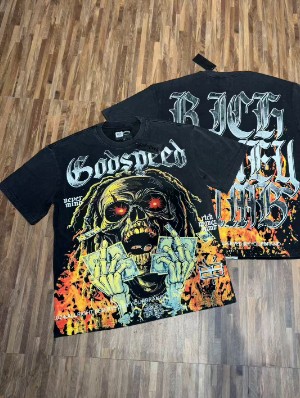 Horror Skull Graffiti Vintage Loose Tee