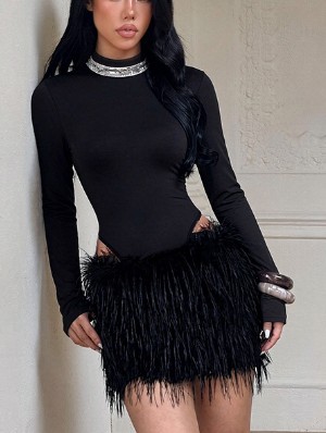 Gauze See Through Highneck Dress