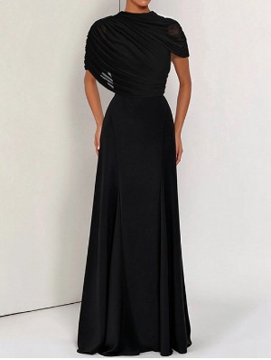 Mesh Shawl Waist Flare Gown