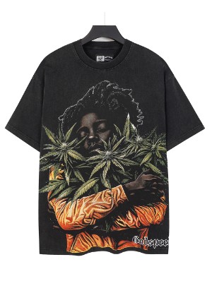 Cartoon Printed Streetwear Washed Tee