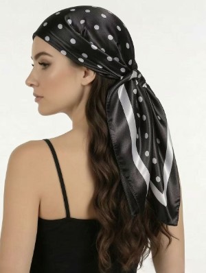 Colorblock Polka Dots Satin Headscarf