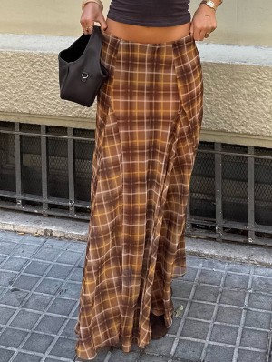 Patchwork Mid-rise A-line Skirts