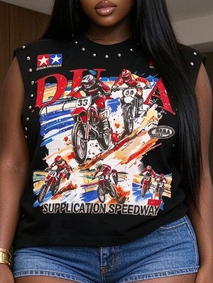 Cartoon Racer Printed Metal Decor Tanks