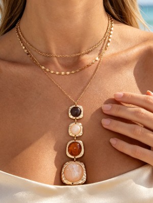 Bohemian Multi-Row Gold Tone Chain Necklace