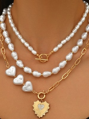 Boho Multi-Layered Imitation Pearl Strand Necklace