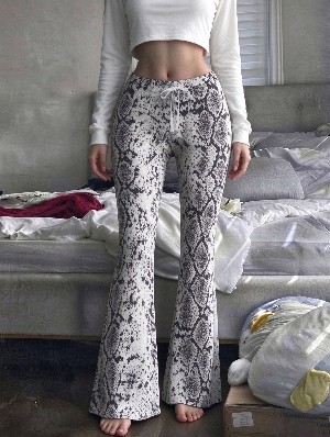 Snake Print Low Waist Flared Streetwear Pants