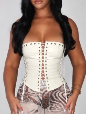 Tie-wrap Eyelets Halter Backless Cropped Tanks