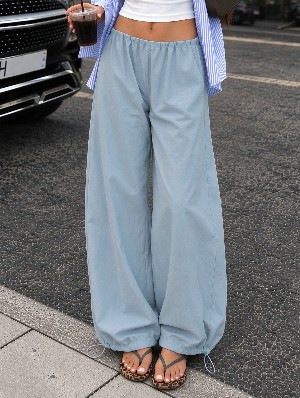 Low Rise Loose Tapered Curved Lantern Pants