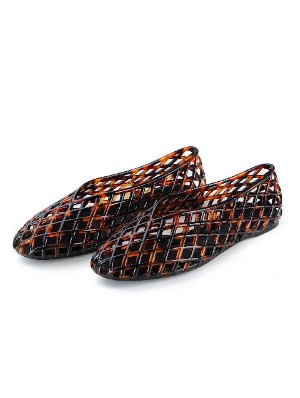 Hollow-out Crystal Flat Sandals