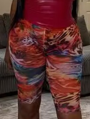 Leopard Floral Printed Bodycon Capri Pants