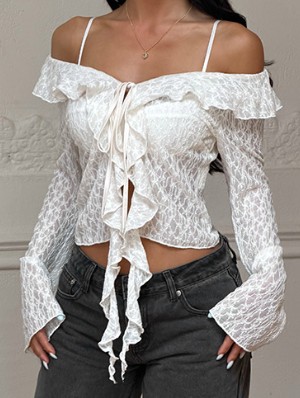 Lace Up Off Shoulder Crop Top