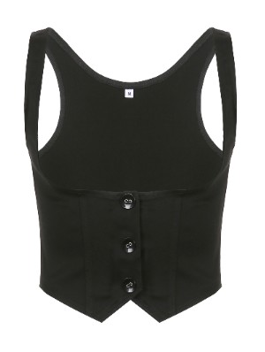 Pure Color Single Breasted Waistband Tanks 