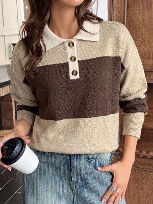 Polo Long Sleeve Woolen Pullover Sweater