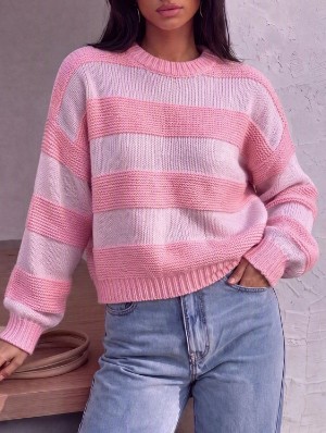Striped Crewneck Long Sleeve Sweater