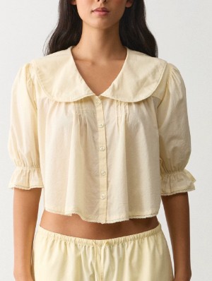 Ruffle Collar Ruched Blouse