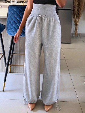 Plain Color High Rise Fleece Sweatpants