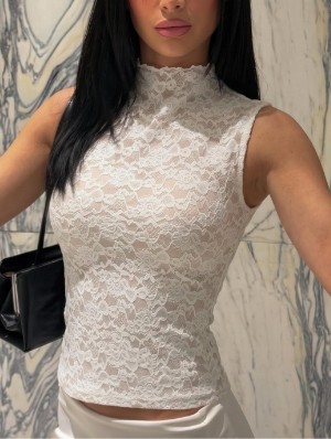 Pure Color Lace Bodycon Design Tops