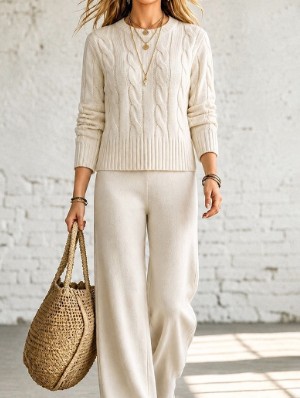 Crewneck Long Sleeve Acrylic Fibers Pullover Sweater