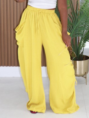Drawstring Ruched Loose Pocket Harem Pants