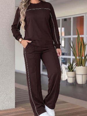 Crewneck Long Sleeve Knitting Pant Sets