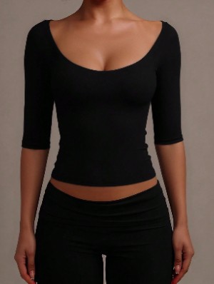 Pullover Pure Color Fitted Design Tops
