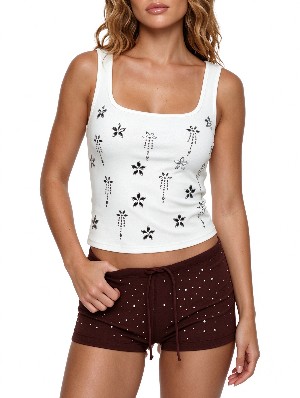 Polka Dot High Waist Drawstring Knit Casual Shorts