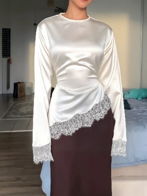 Pullover Solid Color Long Sleeve Design Tops