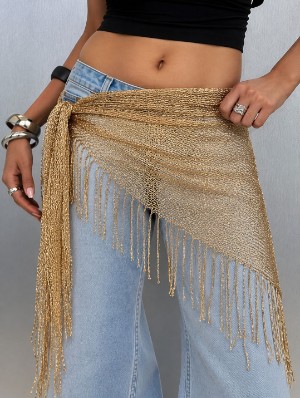 Metallic Glitter Fringe Triangle Hip Scarf