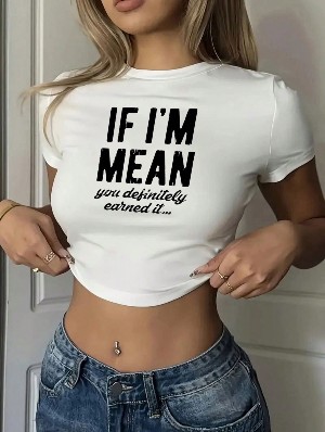 Letter Slogan Printed Baby Tee