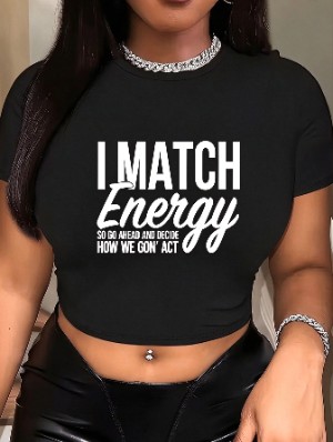 Letter Printed Bodycon Cropped T-shirts