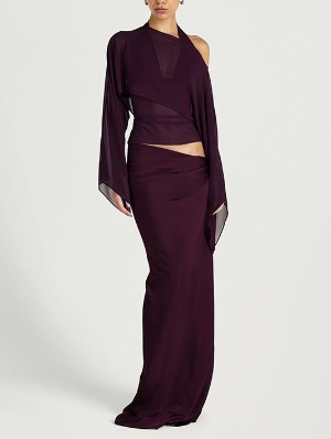 Gauze Halter Shawl Ruched Skirt 3 Piece Sets