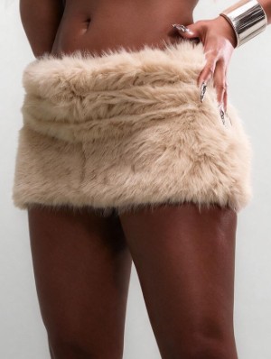 Fake Fur Bodycon Plush Mini Skirts