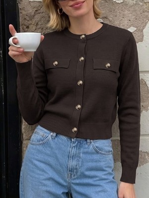 Crewneck Long Sleeve Cardigan Cardigan Coat