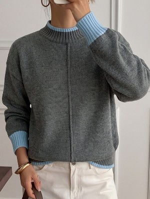 Mock Neck Long Sleeve Pullover Sweater