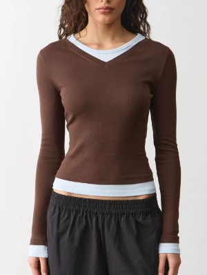 Crewneck Long Sleeve Terylene T-shirts