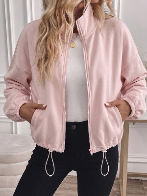 Casual Stand Collar Knitting Zipper Coats