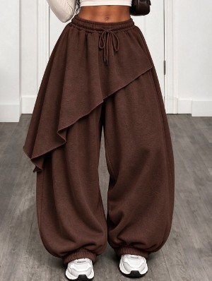 Irregular Drawstring Ankle-tied Pants