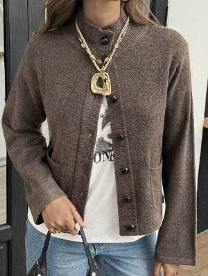 Vintage Mock Neck Knit Cardigan