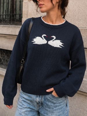 Swan Jacquard Knit Sweater